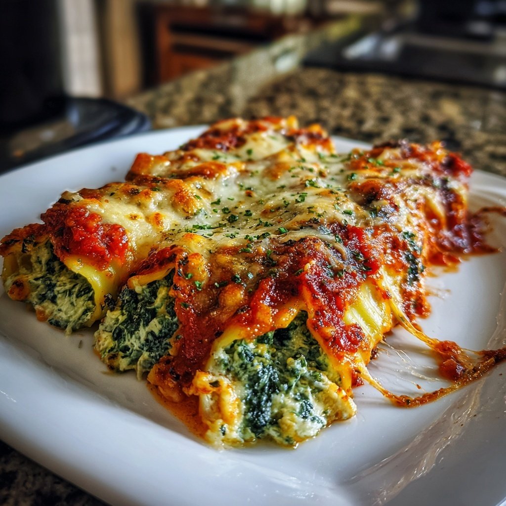 Spinach and Ricotta Stuffed Manicotti