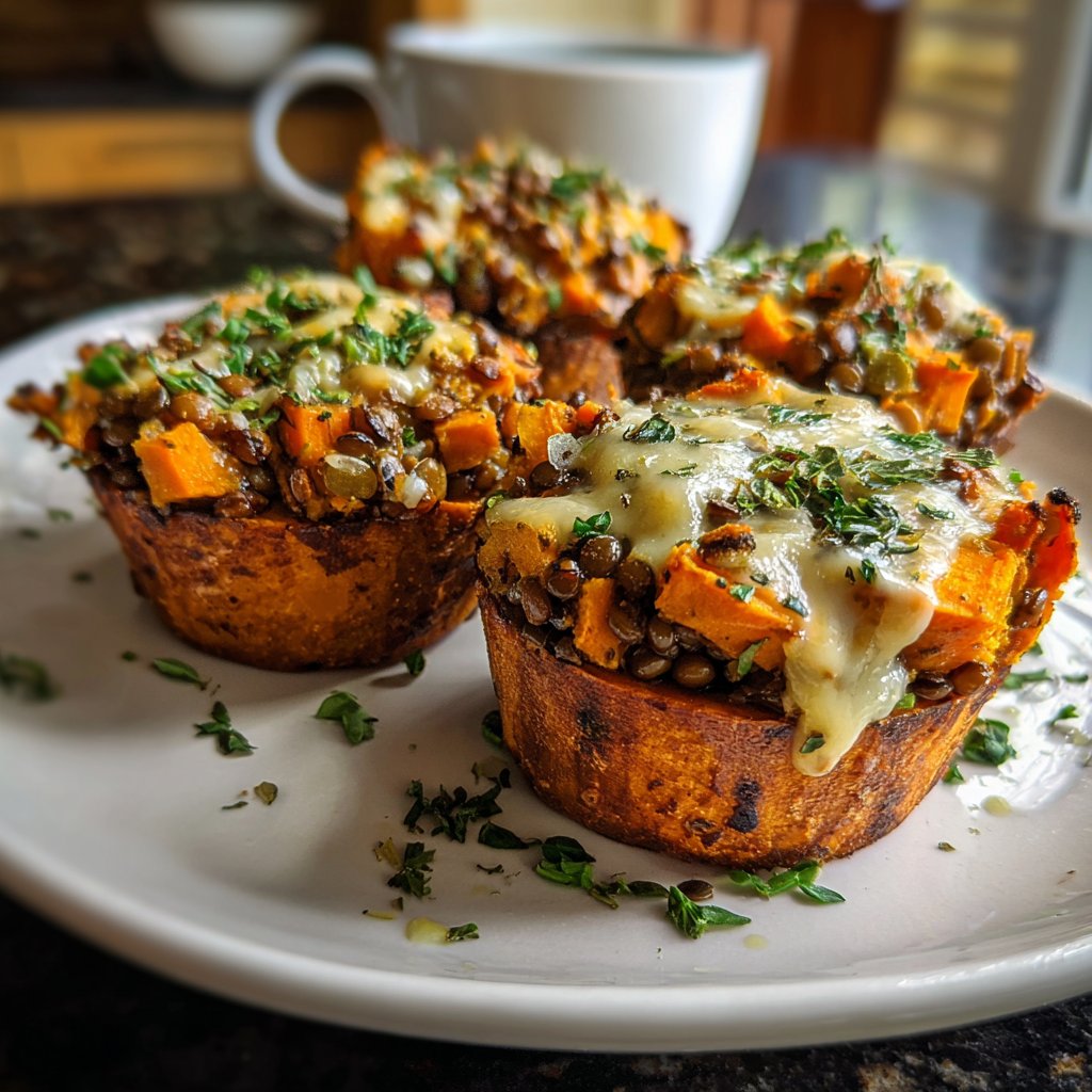 Healthy Lunch Roasted Sweet Potato Lentil Cups