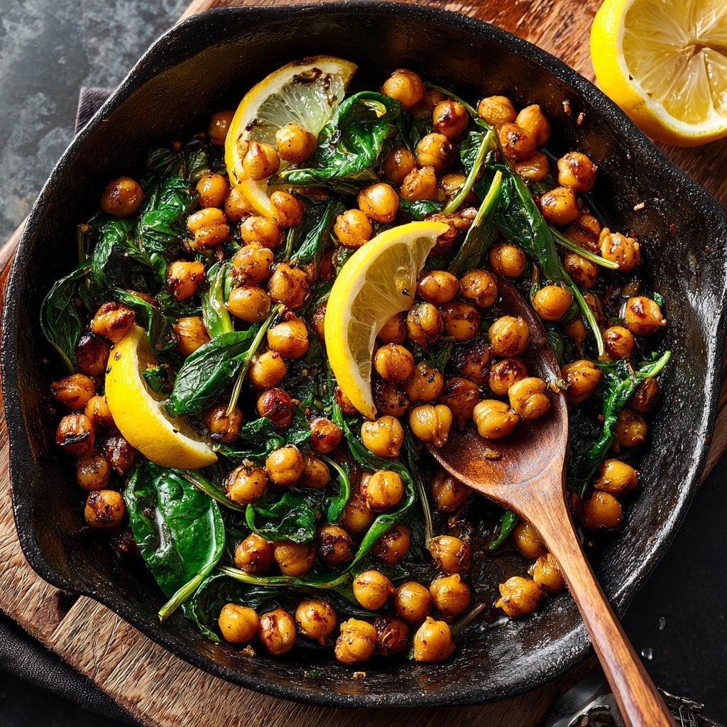 Roasted Lemon Garlic Chickpea Skillet