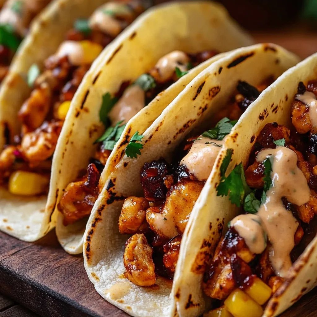 Garlic Butter Honey BBQ Chicken Tacos