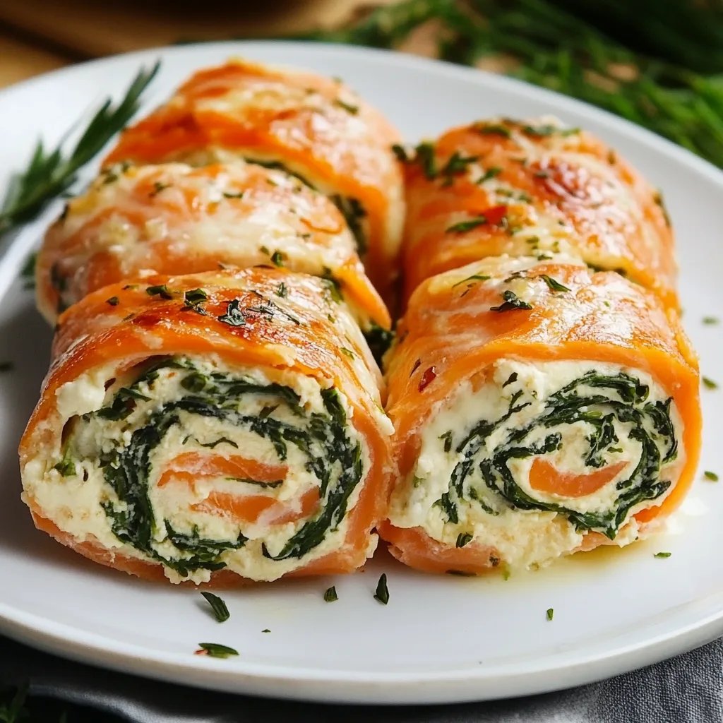 Spinach & Feta Stuffed Salmon Pinwheels
