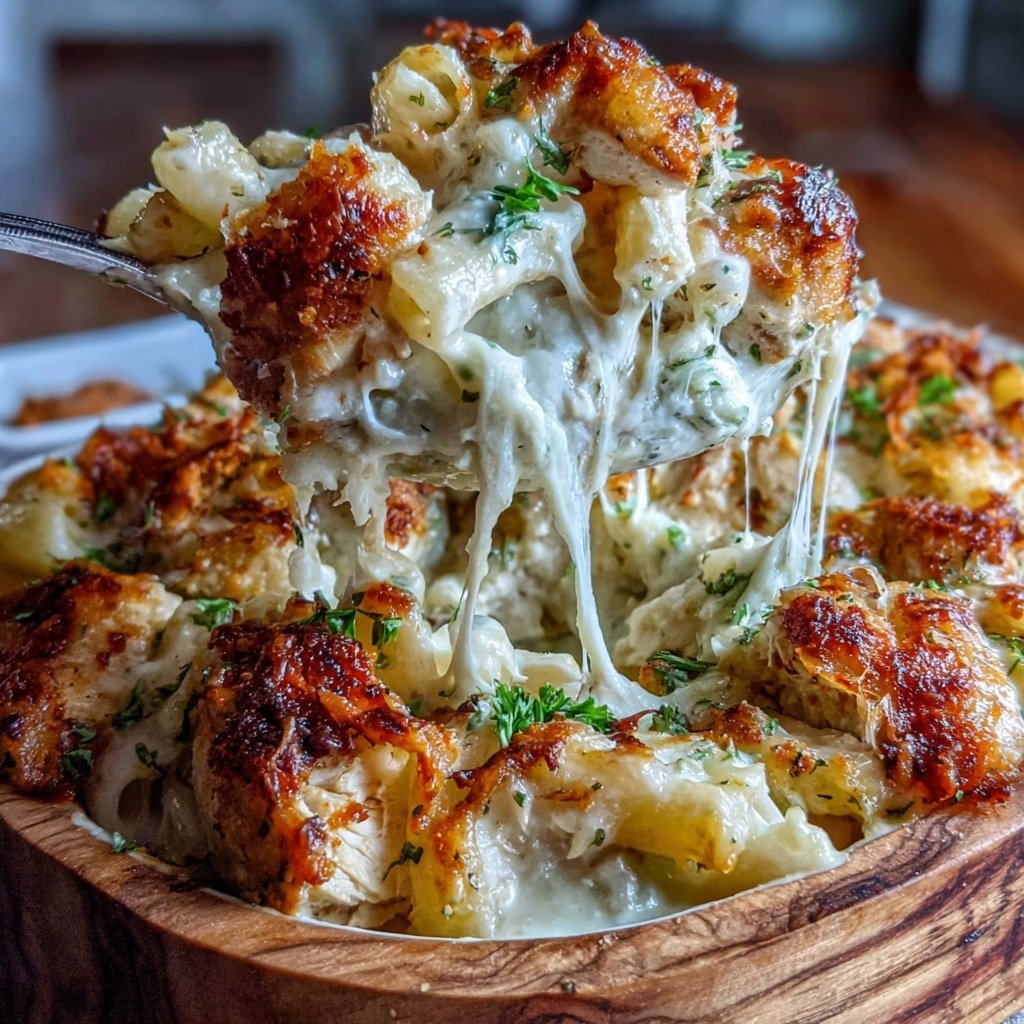 Creamy Garlic Chicken Pasta Bake