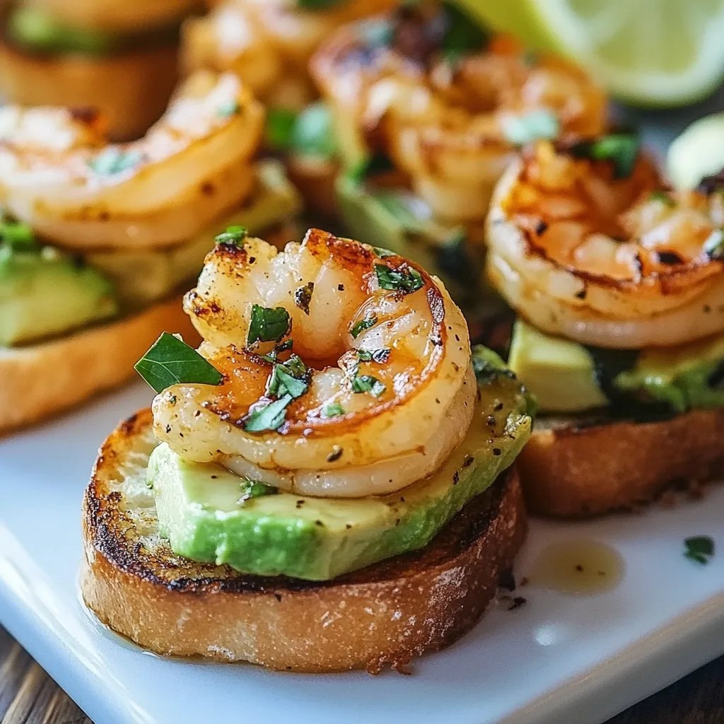 Garlic Shrimp Crostini with Avocado