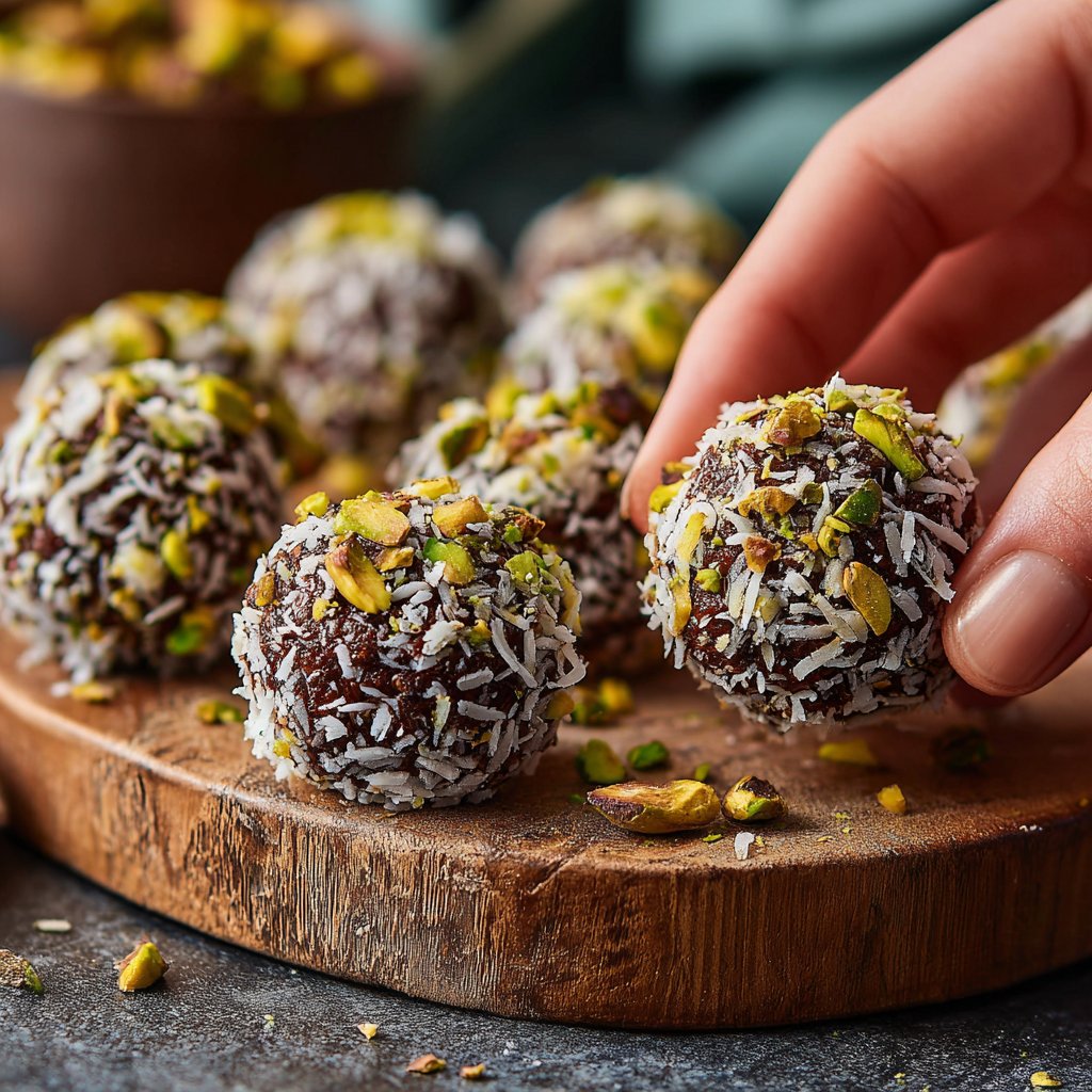 Chocolate Pistachio Coconut Bites