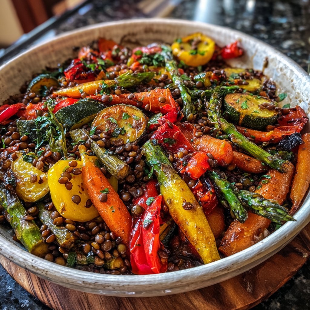 Roasted Veggie Lentil Skillet