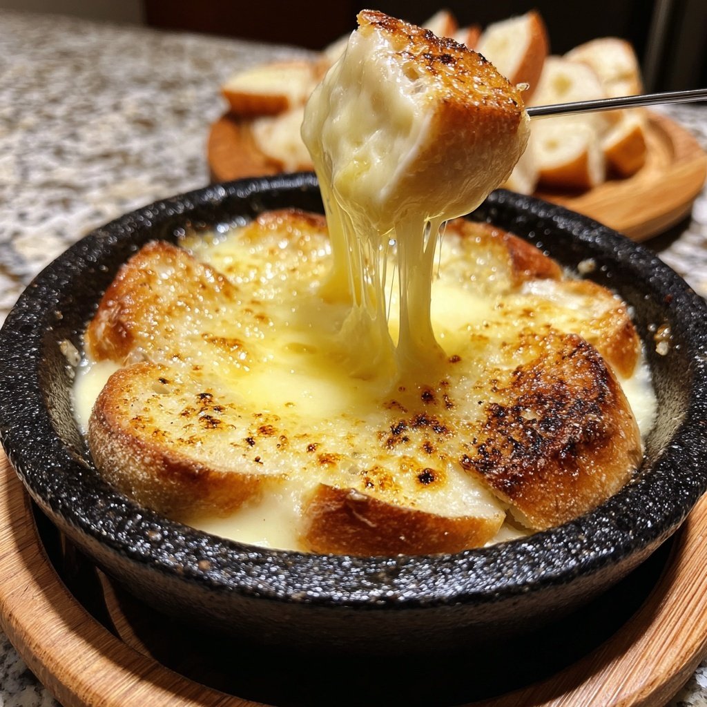 Fondue with Swiss Cheese and Garlic